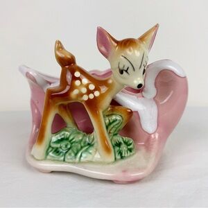 MCM Vintage Pink Ceramic Deer Planter